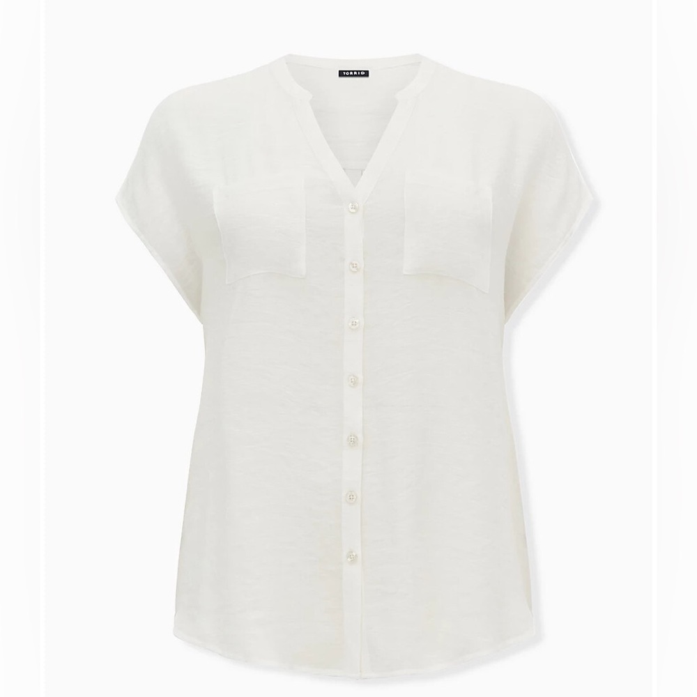 Torrid Gauze Button Front Dolman Blouse Semi Sheer White